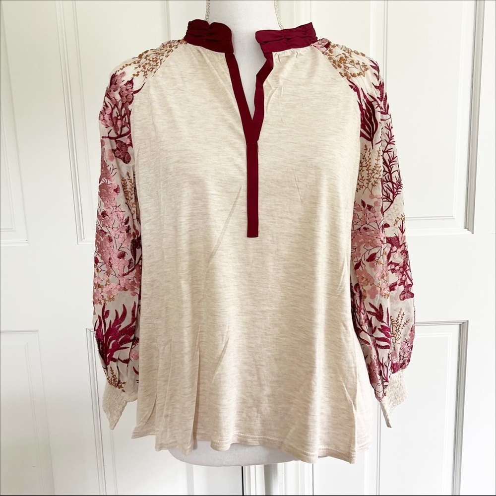Anthropologie NWT TINY Embroidered Floral Tunic Blouse - Picture 3 of 9
